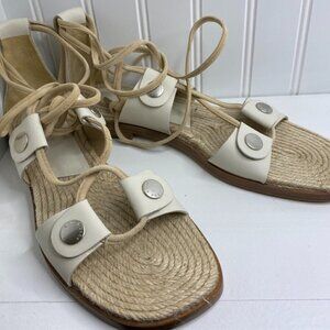 Rag & Bone Evelyn Lace up Flat Leather Sandal Size in Ivory color Size 9